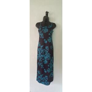 Women’s Small Black Floral Spaghetti Strap Sun Dress